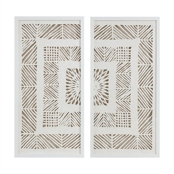 Tala Framed Geometric Rice Paper Panel 2-piece Shadowbox Wall Decor Set