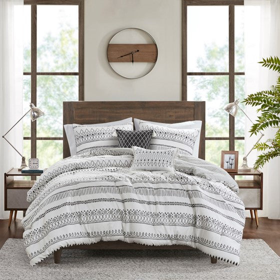 Fraser 5 Piece Printed Seersucker Comforter Set with Throw Pillows