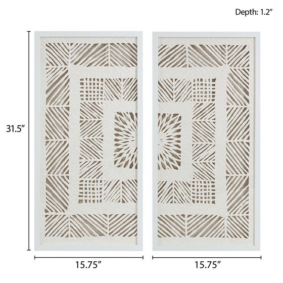 Tala Framed Geometric Rice Paper Panel 2-piece Shadowbox Wall Decor Set