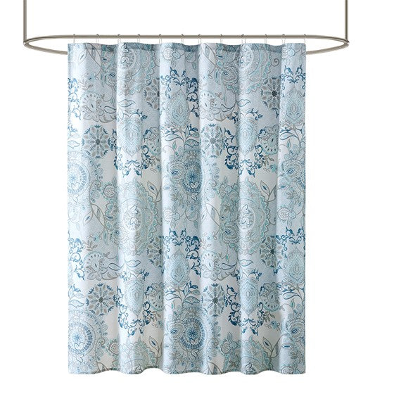 Isla Printed Cotton Shower Curtain