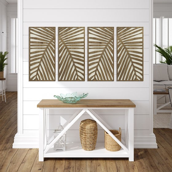 Birch Palms Two-tone 2-piece Wood Panel Wall Decor Set