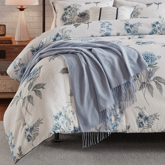 Zennia 7 Piece Printed Seersucker Comforter Set with Throw Blanket