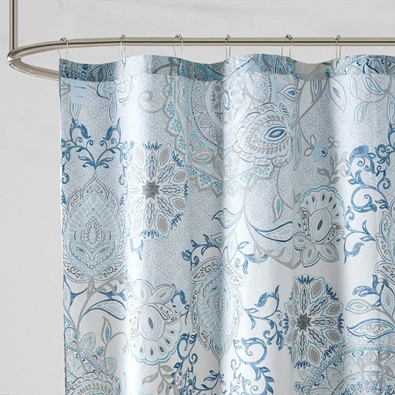 Isla Printed Cotton Shower Curtain