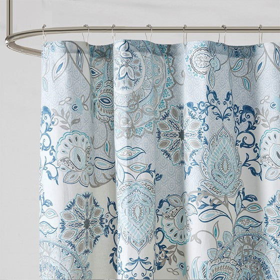 Isla Printed Cotton Shower Curtain