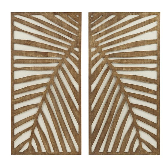 Birch Palms Two-tone 2-piece Wood Panel Wall Decor Set