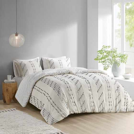 Kara 3 Piece Cotton Jacquard Comforter Set