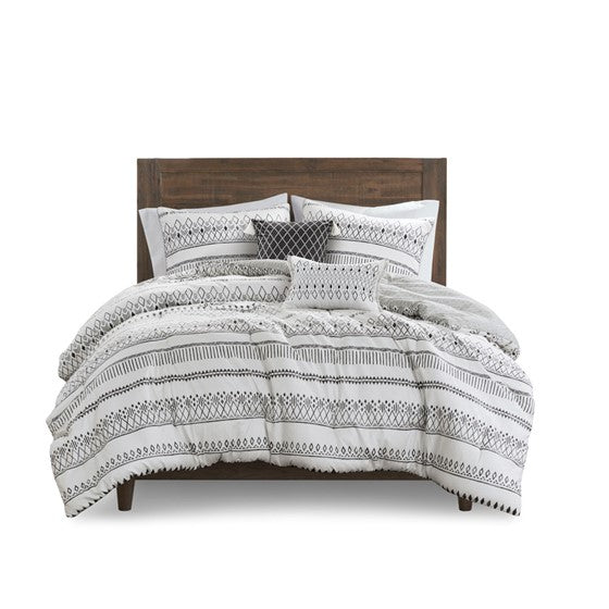 Fraser 5 Piece Printed Seersucker Comforter Set with Throw Pillows