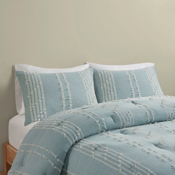 Kara 3 Piece Cotton Jacquard Comforter Set