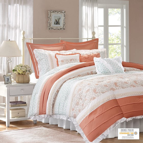 Dawn 9 Piece Cotton Percale Comforter Set