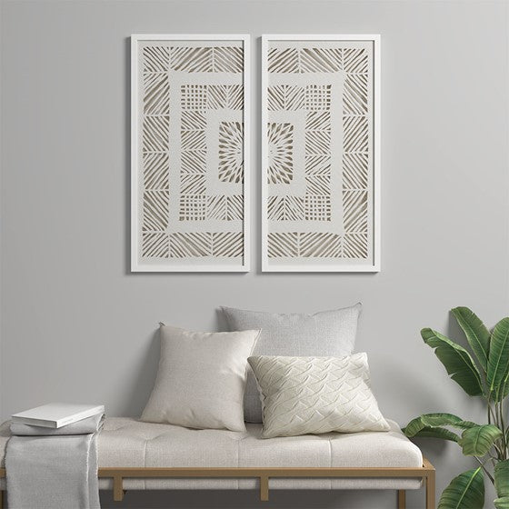 Tala Framed Geometric Rice Paper Panel 2-piece Shadowbox Wall Decor Set