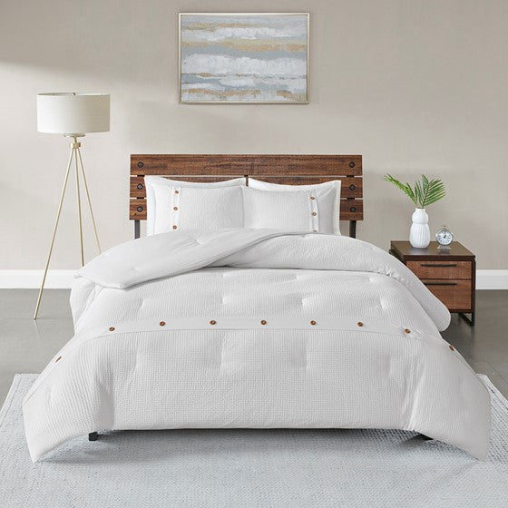 Finley 3 Piece Cotton Waffle Weave Comforter Set