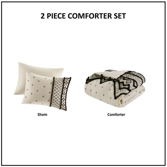 Marta 3 Piece Flax and Cotton Blended Comforter Set