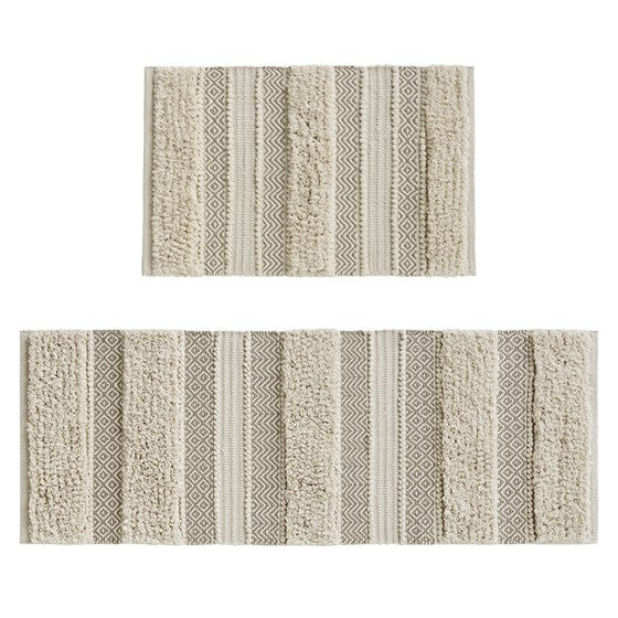 Asher Woven Texture Stripe Bath Rug