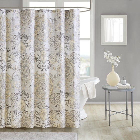 Isla Printed Cotton Shower Curtain