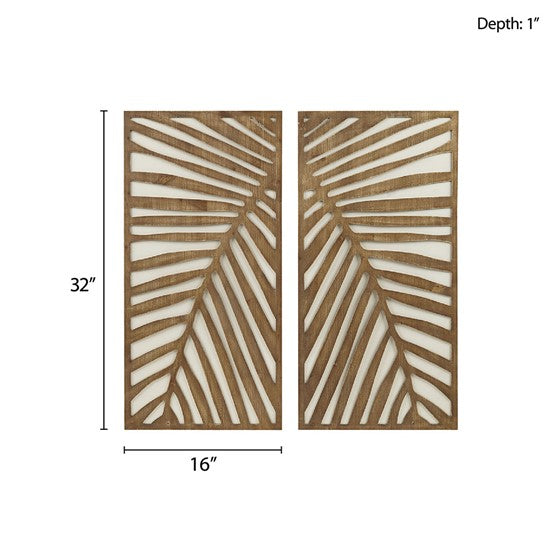 Birch Palms Two-tone 2-piece Wood Panel Wall Decor Set