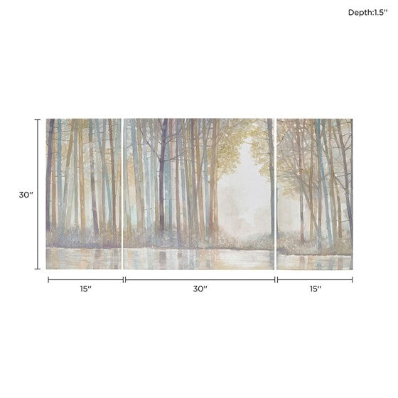 Forest Reflections Triptych 3-piece Canvas Wall Art Set