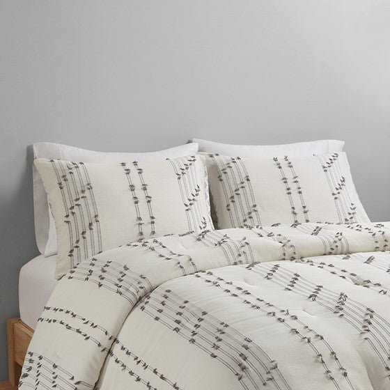 Kara 3 Piece Cotton Jacquard Comforter Set