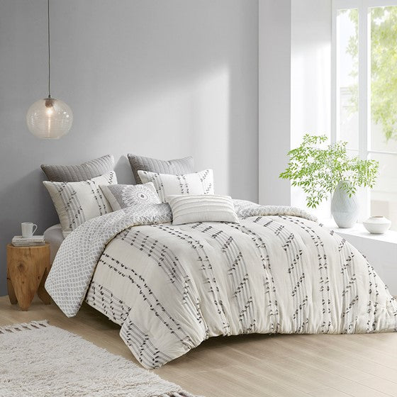 Kara 3 Piece Cotton Jacquard Comforter Set