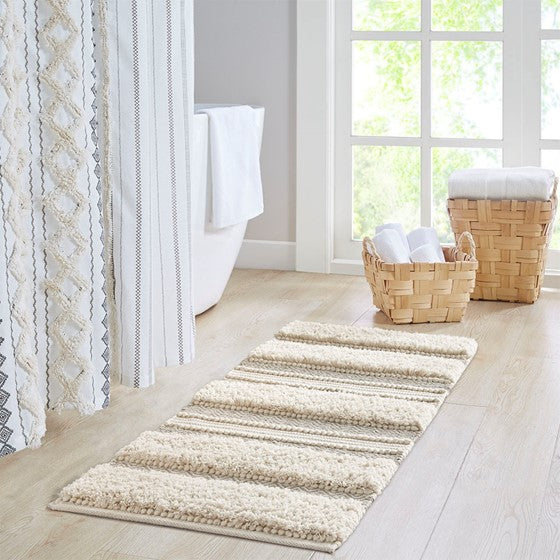 Asher Woven Texture Stripe Bath Rug