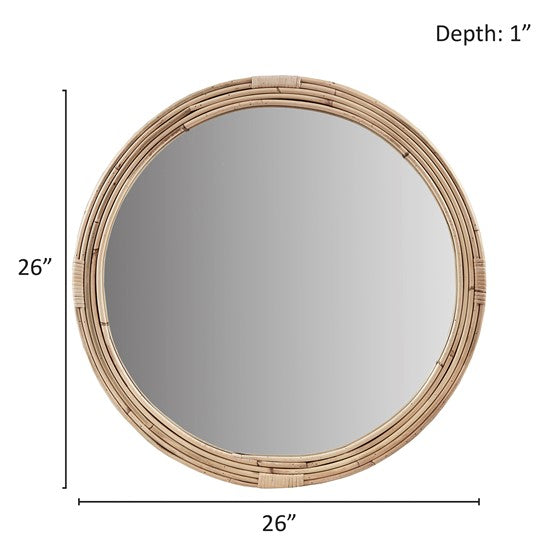 Luna Natural Rattan Round Wall Mirror