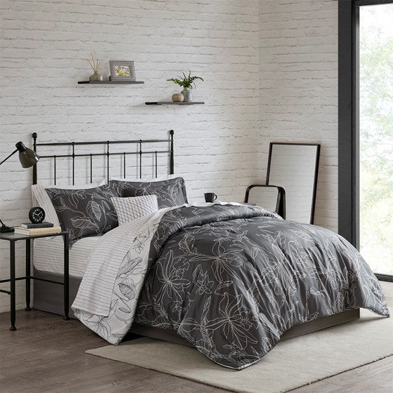 Lilia Reversible Comforter Set with Cotton Bed Sheets