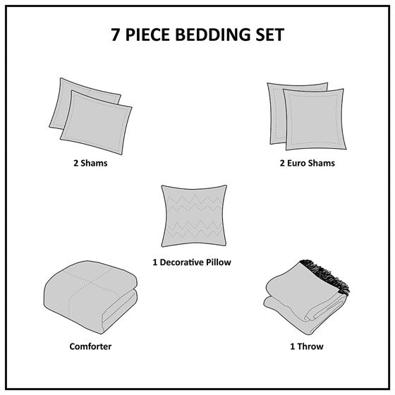 Zennia 7 Piece Printed Seersucker Comforter Set with Throw Blanket