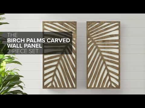 Birch Palms Two-tone 2-piece Wood Panel Wall Decor Set