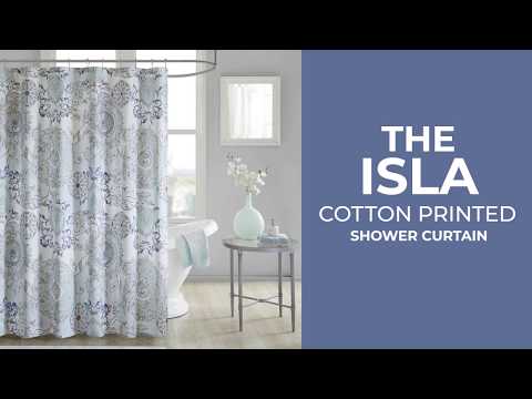 Isla Printed Cotton Shower Curtain